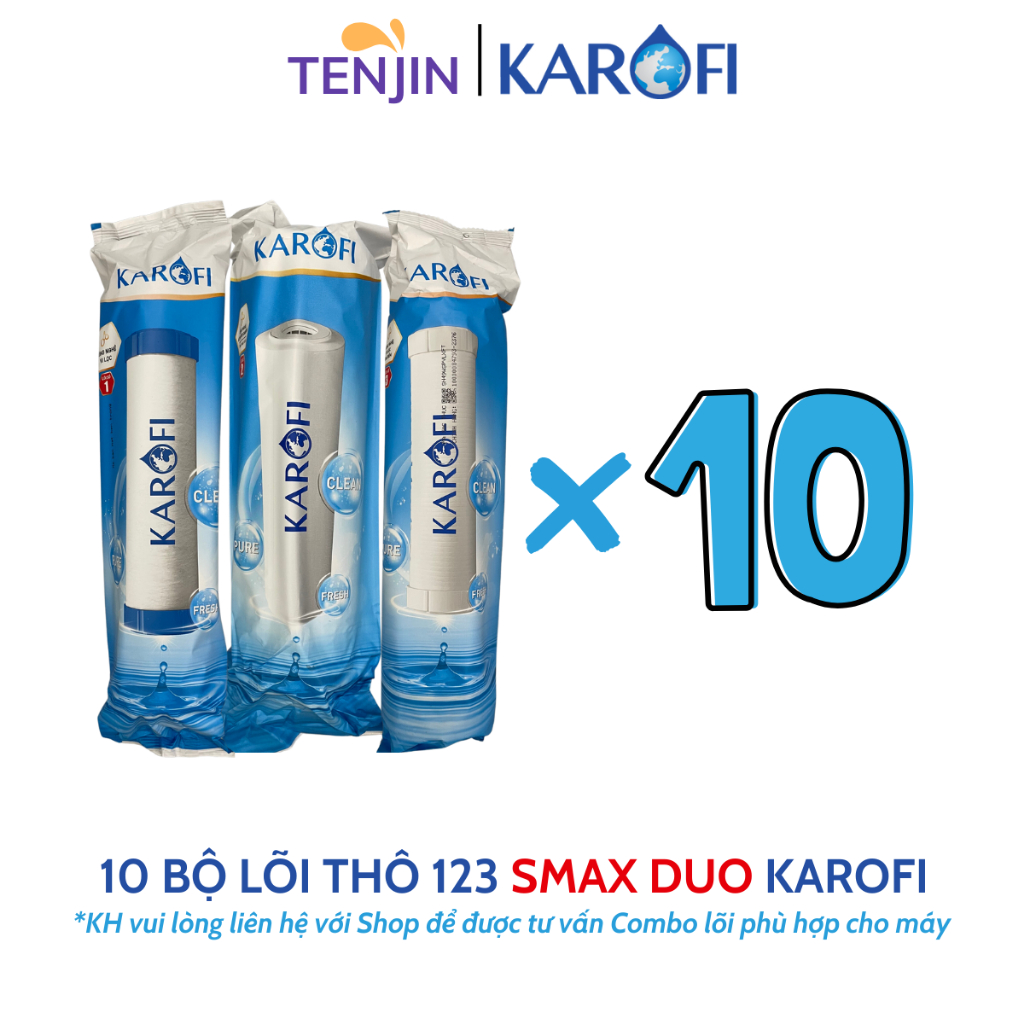 SỈ 10 BỘ LÕI LỌC THÔ 123 SMAX DUO DÙNG CHO MÁY CÓ 3 CỐC LỌC 10 INCH- HÀNG CHÍNH HÃNG