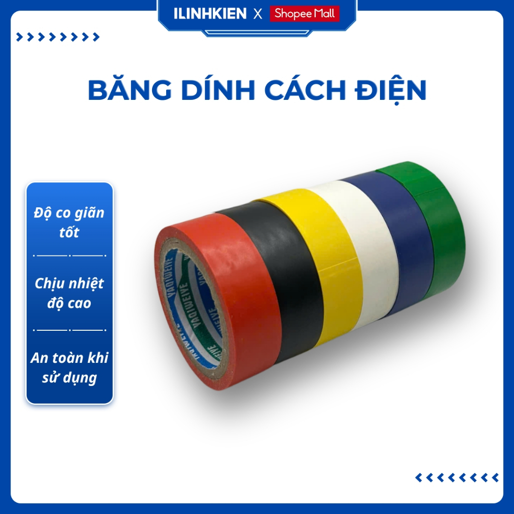 Băng keo đen, băng dính cách điện nhiều màu chất lượng cao ilinhkien