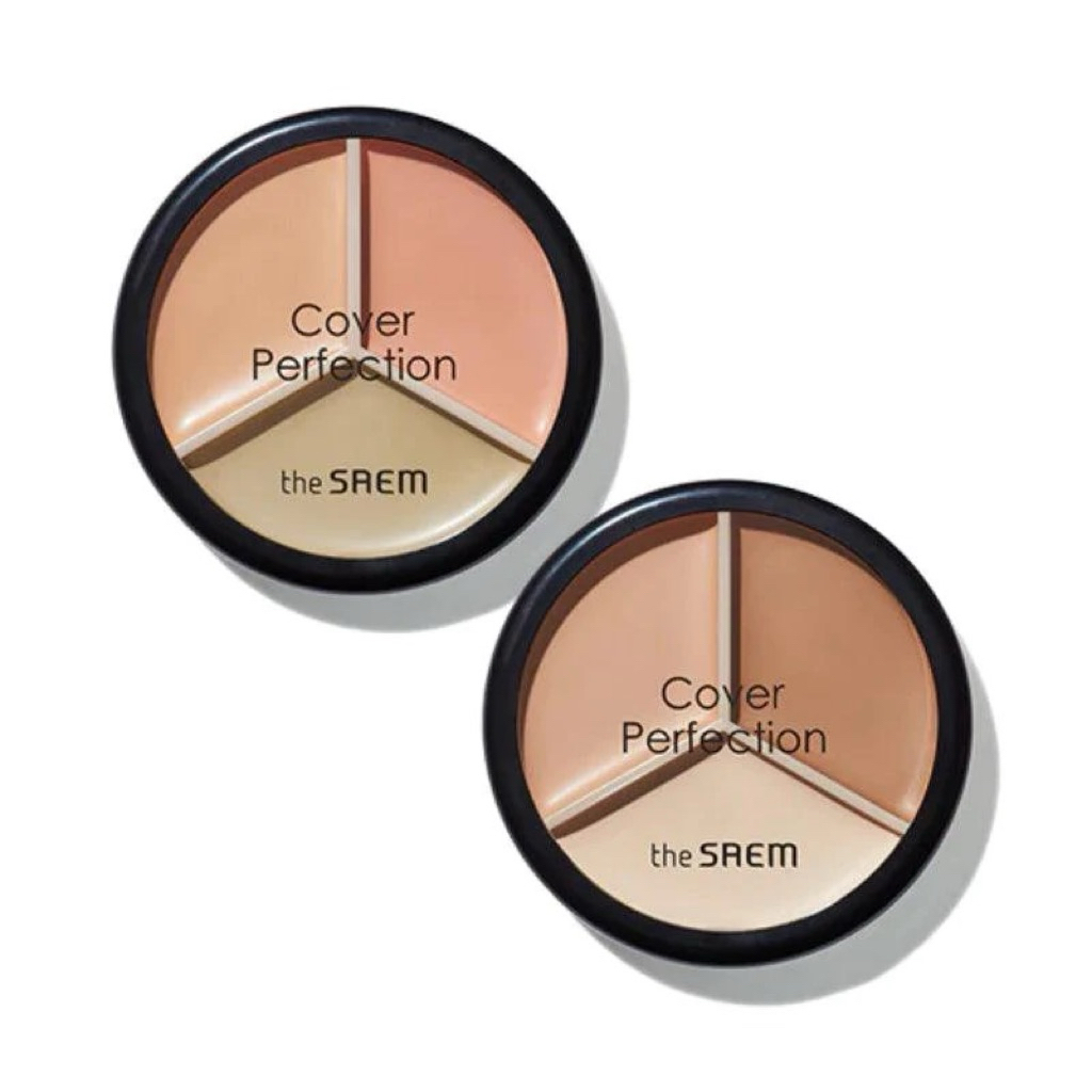 Kem Che Khuyết Điểm The Saem Cover Perfection 3 Ô Palette | Che Mụn, Quầng Thâm, Thâm Đỏ – Lâu Trôi, Tự Nhiên