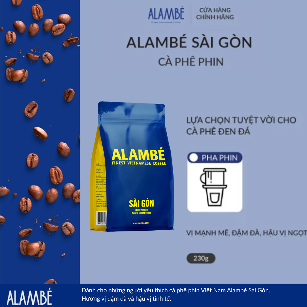 ALAMBÉ Sài Gòn 230g - Cà phê rang xay/nguyên hạt Arabica & Robusta ...