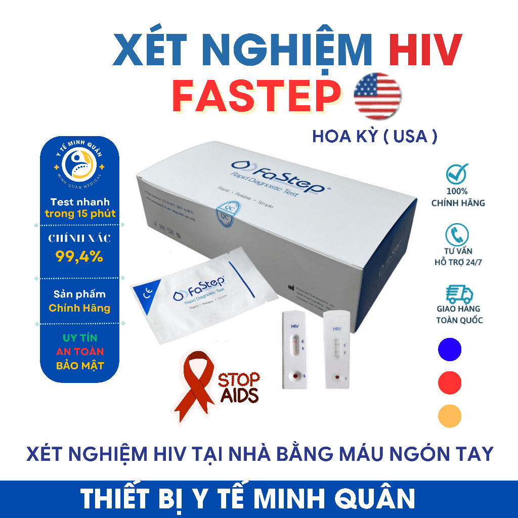 Bộ test xét nghiệm HIV tại nhà chính hãng Fastep của USA - Độ chính xác ...