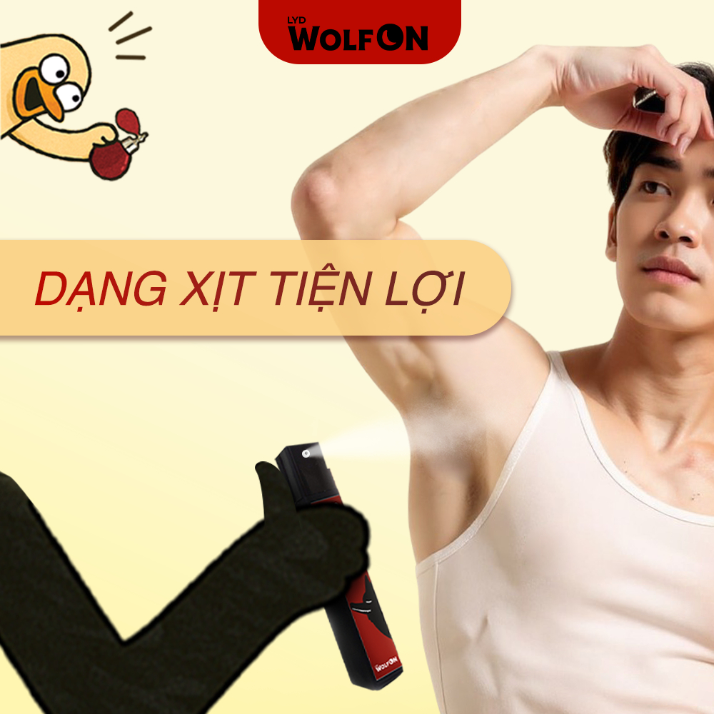Xịt Khử Mùi Nam, Deodorant Spray LYD Wolf ON Hương Nước Hoa GIN6, Body Mist Nam, Khử Mùi, Xịt thơm