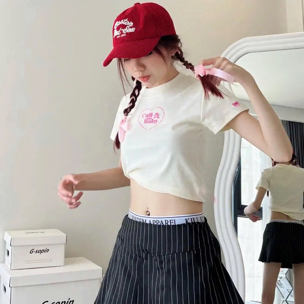 [ Video sp thực tế ] Áo thun babytee MCA nữ In chữ Call me baby A5656