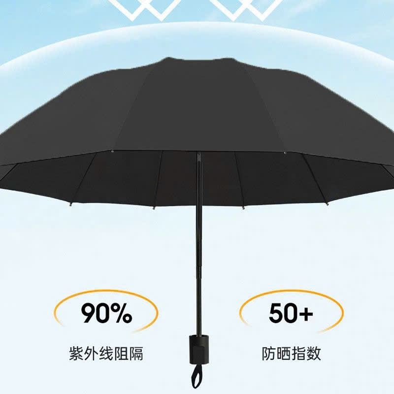 Ô Che Mưa, Nắng Siêu To 125cm - Dù Gấp Gọn Che Mưa Chống Nắng Cỡ Lớn 12 Nan Sắt Cứng Cáp Bền Bỉ