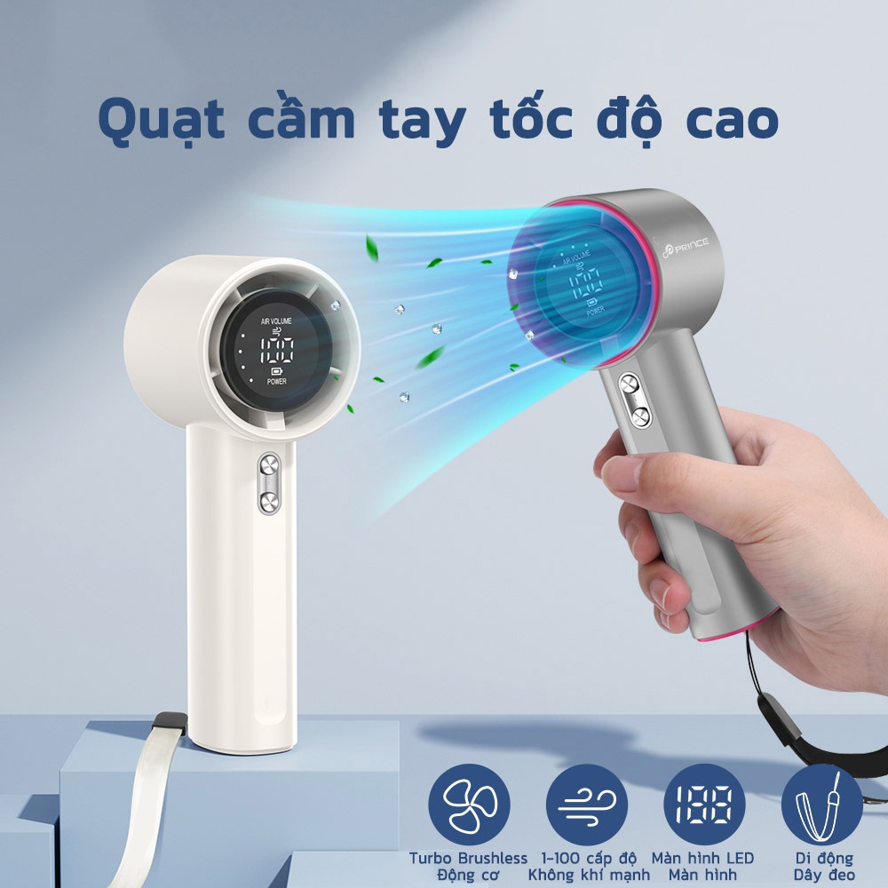 EXYT Quạt mini cầm tay 4000 mAh di động có thể sạc gió mạnh 100 tốc độ turbo phản lực - Bảo hành 12 tháng