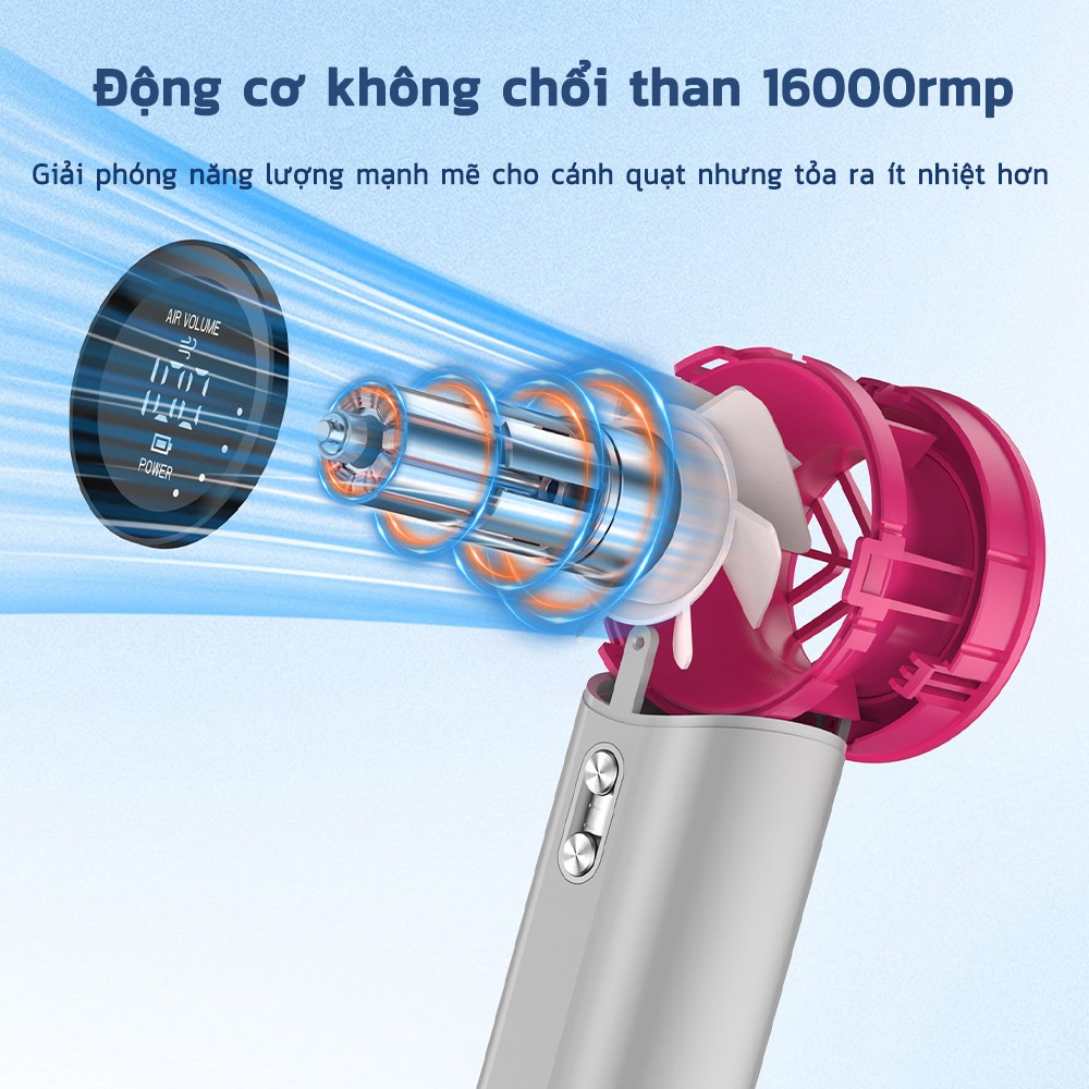 EXYT Quạt mini cầm tay 4000 mAh di động có thể sạc gió mạnh 100 tốc độ turbo phản lực - Bảo hành 12 tháng