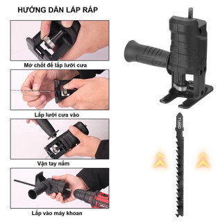【Hàng giao ngay】Bộ Chuyển Đổi Máy Khoan Thành Máy Cưa Lọng Cầm Tay (Tặng kèm 3 lưỡi cưa)