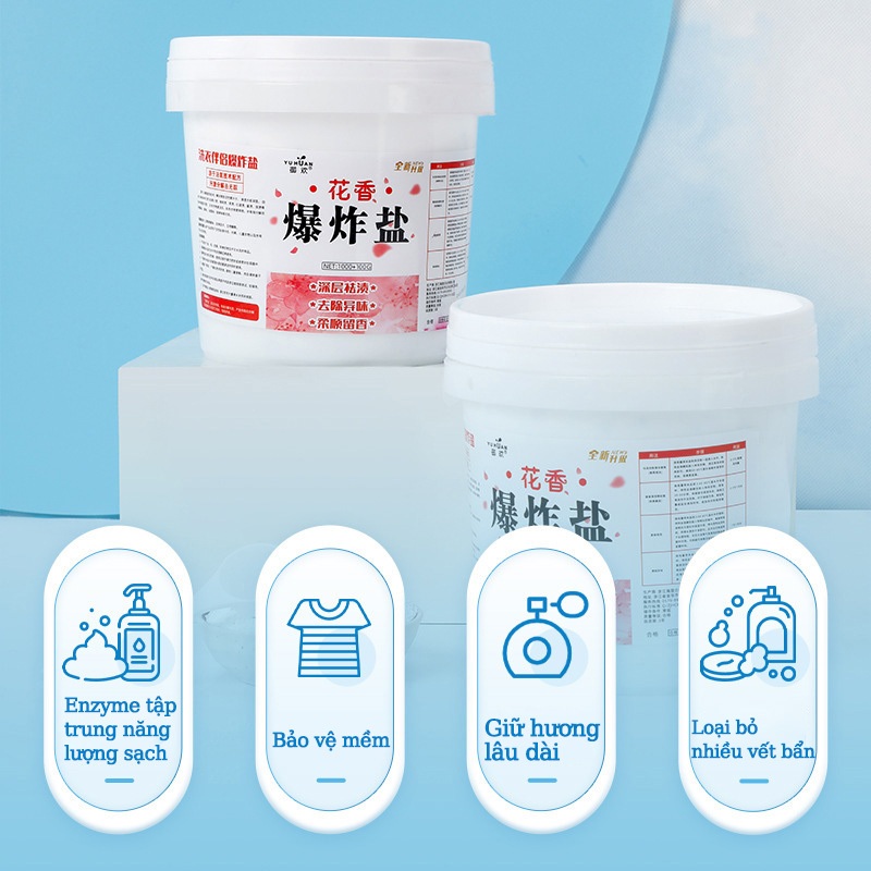 【5 Chai】Bột Tẩy Trắng Quần Áo Đa Năng - Làm sạch vải ố vàng, Vết bẩn khó giặt, An toàn, Không phai màu