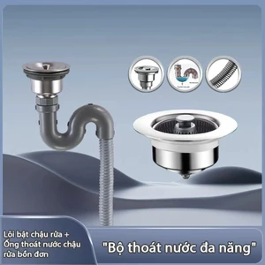 xiphong chậu rửa bát Bộ xả chậu rửa đơn inox kèm lõi nhấn bộ ống bồn rửa chén