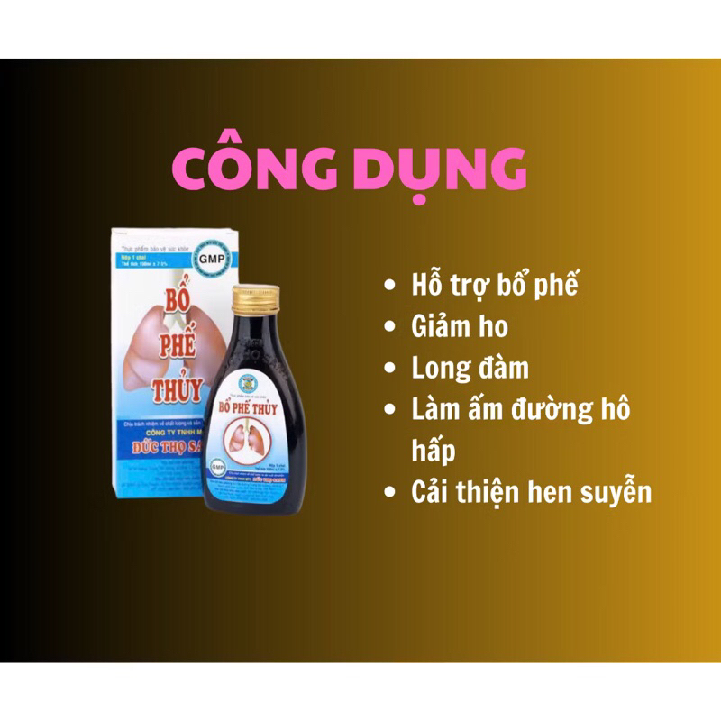 Bổ phế thuỷ Đức Thọ Sanh (150ml) bổ phế, giảm ho, ấm đường hô hấp, viêm họng, khan tiếng hen suyễn
