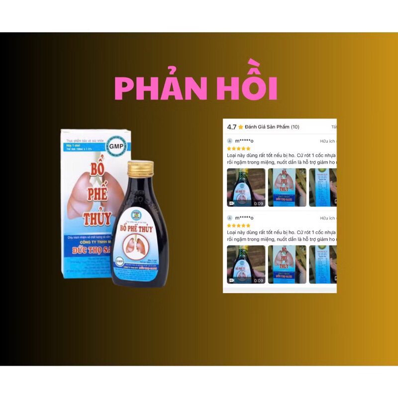 Bổ phế thuỷ Đức Thọ Sanh (150ml) bổ phế, giảm ho, ấm đường hô hấp, viêm họng, khan tiếng hen suyễn