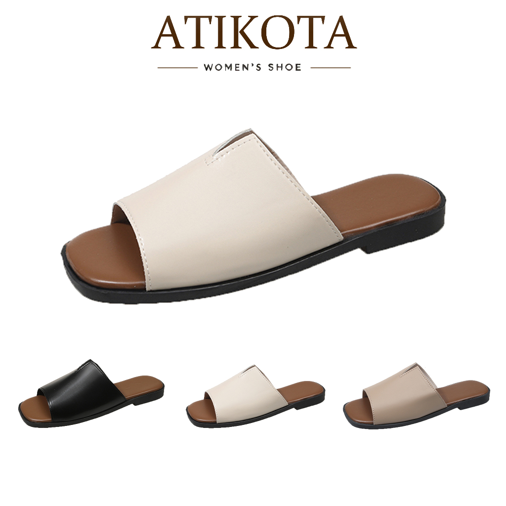 Atikota Dép đế bằng cho nữ là dép đi biển thời trang đơn giản mềm mại chống trượt thoải mái