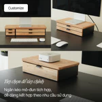 Kệ màn hình gỗ tự nhiên kèm ngăn kéo Aura by NiceDesign giá đỡ màn hình gỗ đa năng ray thép SPCC, gọn gàng và tinh tế — ảnh 5