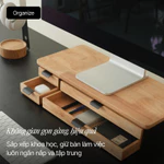 Kệ màn hình gỗ tự nhiên kèm ngăn kéo Aura by NiceDesign giá đỡ màn hình gỗ đa năng ray thép SPCC, gọn gàng và tinh tế — ảnh 4