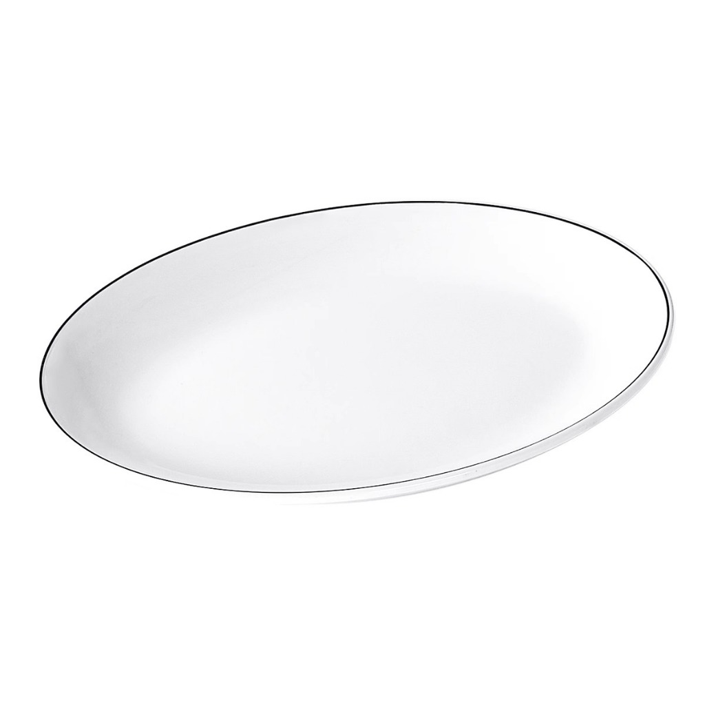 Đĩa Phíp ( Melamine )  Trắng Viền Đen – Phong Cách Bắc Âu Cổ Điển Sang Trọng  7109