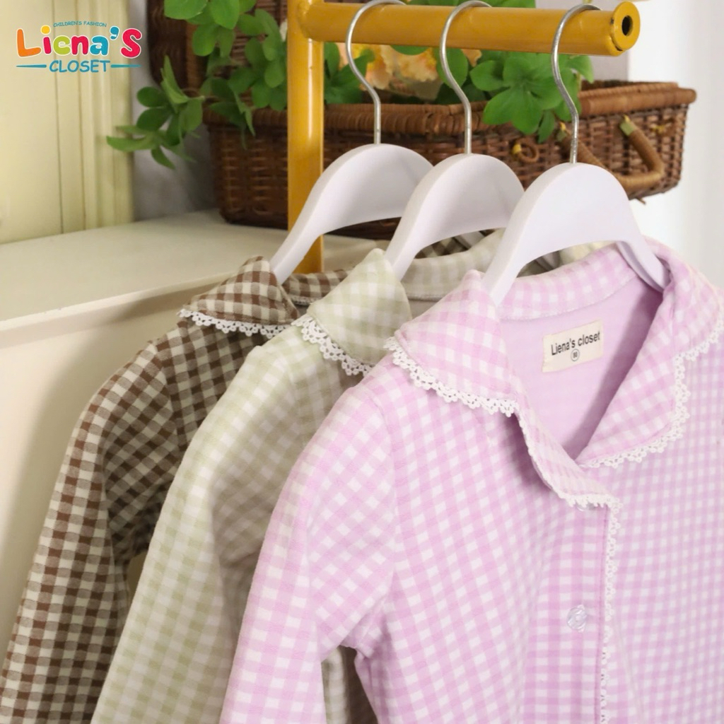 Set Pizama Dài Tay Cổ Viền Ren Chất Len Tăm Lông Thỏ Mềm Mịn Cho Bé Liena'S Closet PJ01