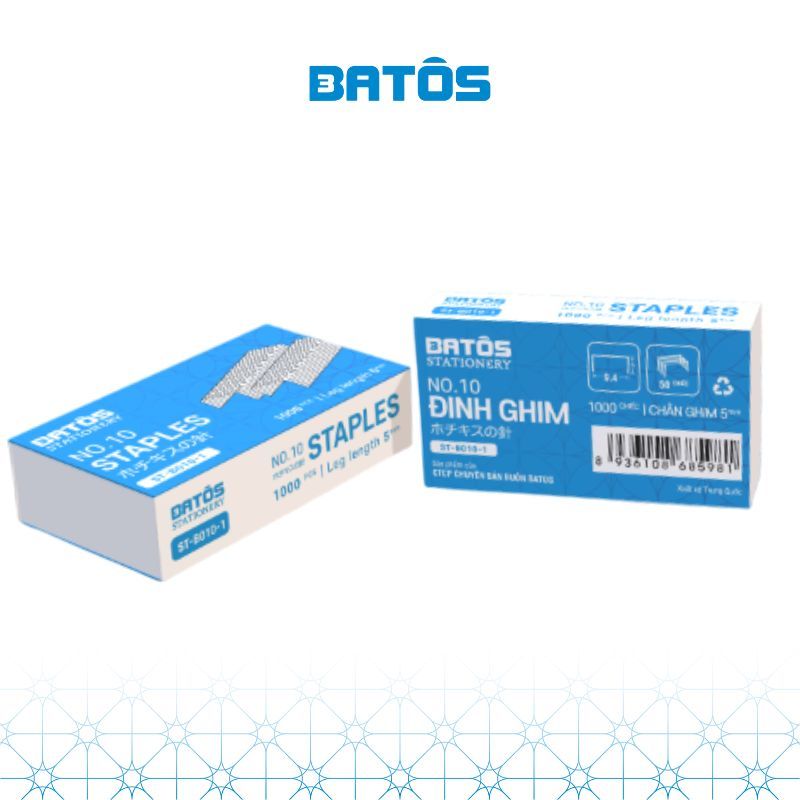 [Có VAT-20 hộp]Kim bấm No.10 Batos Stationery ST-B010-1, chất lượng cao.