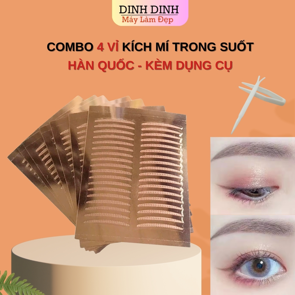 Kích mí Hàn Quốc (Set 4 vỉ), dán mí trong suốt 3M phong cách Hàn Quốc, miếng dán kích mí makeup