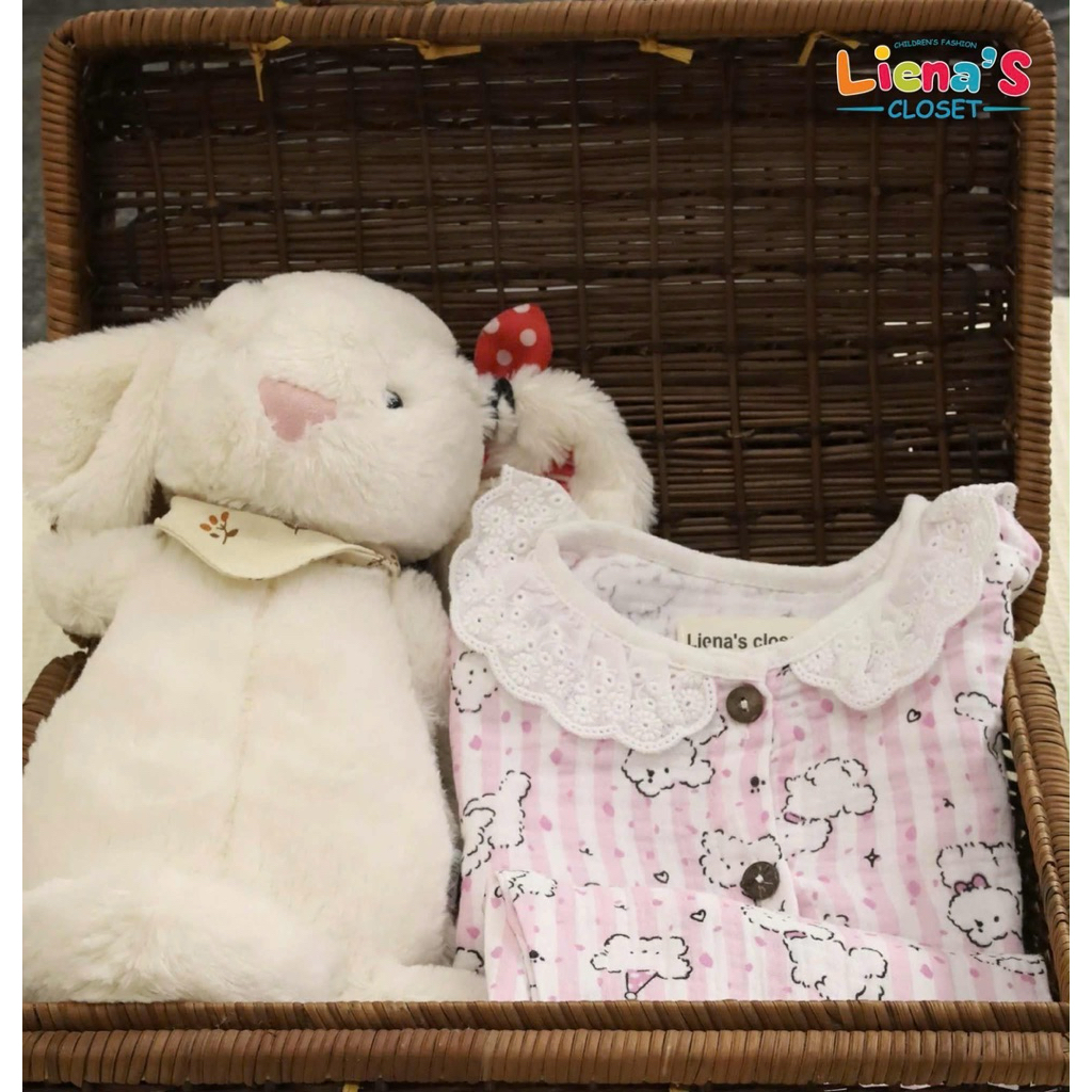 Set Bộ Dài Tay Thu Đông Liena’S Closet Cho Bé Họa Tiết Đáng Yêu Cổ Tròn Phối Ren Điệu Đà Thời Trang