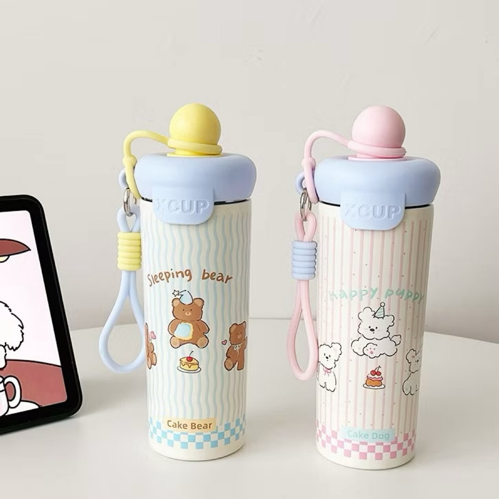 Bình Nước Giữ Nhiệt 650ml In Hình hoạt hình - Chống Tràn, Thép 316 Cao Cấp - Phù Hợp Học Sinh