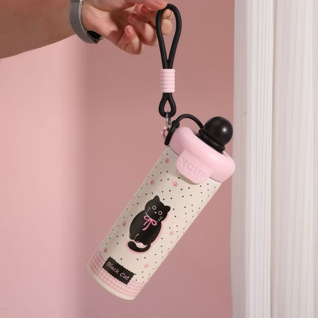 Bình Nước Giữ Nhiệt 650ml In Hình hoạt hình - Chống Tràn, Thép 316 Cao Cấp - Phù Hợp Học Sinh
