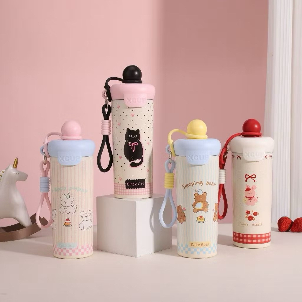 Bình Nước Giữ Nhiệt 650ml In Hình hoạt hình - Chống Tràn, Thép 316 Cao Cấp - Phù Hợp Học Sinh