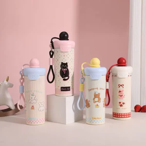 Bình Nước Giữ Nhiệt 650ml In Hình hoạt hình - Chống Tràn, Thép 316 Cao Cấp - Phù Hợp Học Sinh