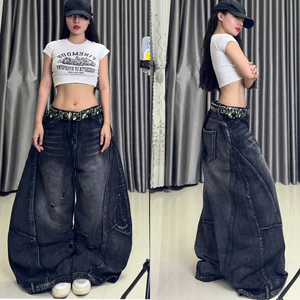 Quần Jeans Ống Siêu Rộng Đen Rách Cá Tính Bụi Bặm, Cao Cấp Phong Cách Đường Phố Streetstyle - M.I.O STORE