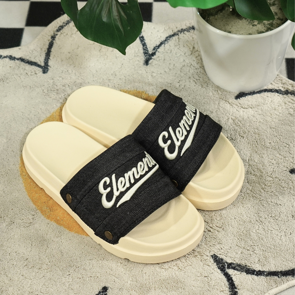 [TẶNG VỚ] E18 - Dép ELements Iconic Denim Unisex chữ thêu - (Slipper) Dép Elements vải jean đế bằng | BigBuy360 - bigbuy360.vn
