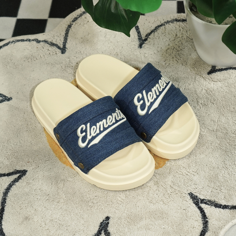 [TẶNG VỚ] E18 - Dép ELements Iconic Denim Unisex chữ thêu - (Slipper) Dép Elements vải jean đế bằng | BigBuy360 - bigbuy360.vn
