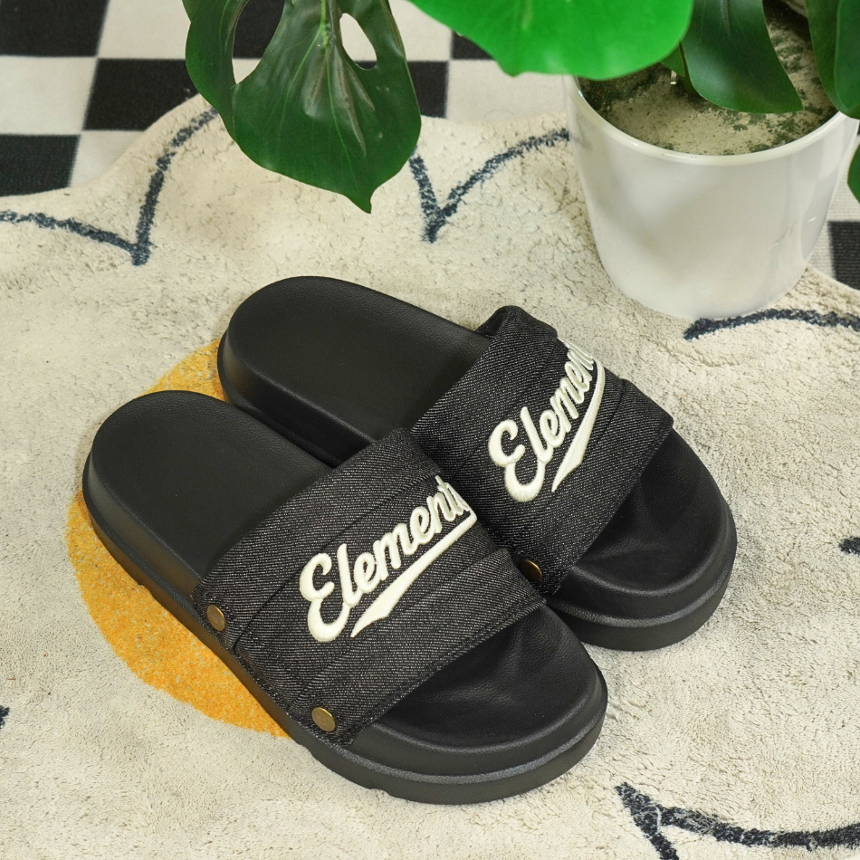 [TẶNG VỚ] E18 - Dép ELements Iconic Denim Unisex chữ thêu - (Slipper) Dép Elements vải jean đế bằng | BigBuy360 - bigbuy360.vn