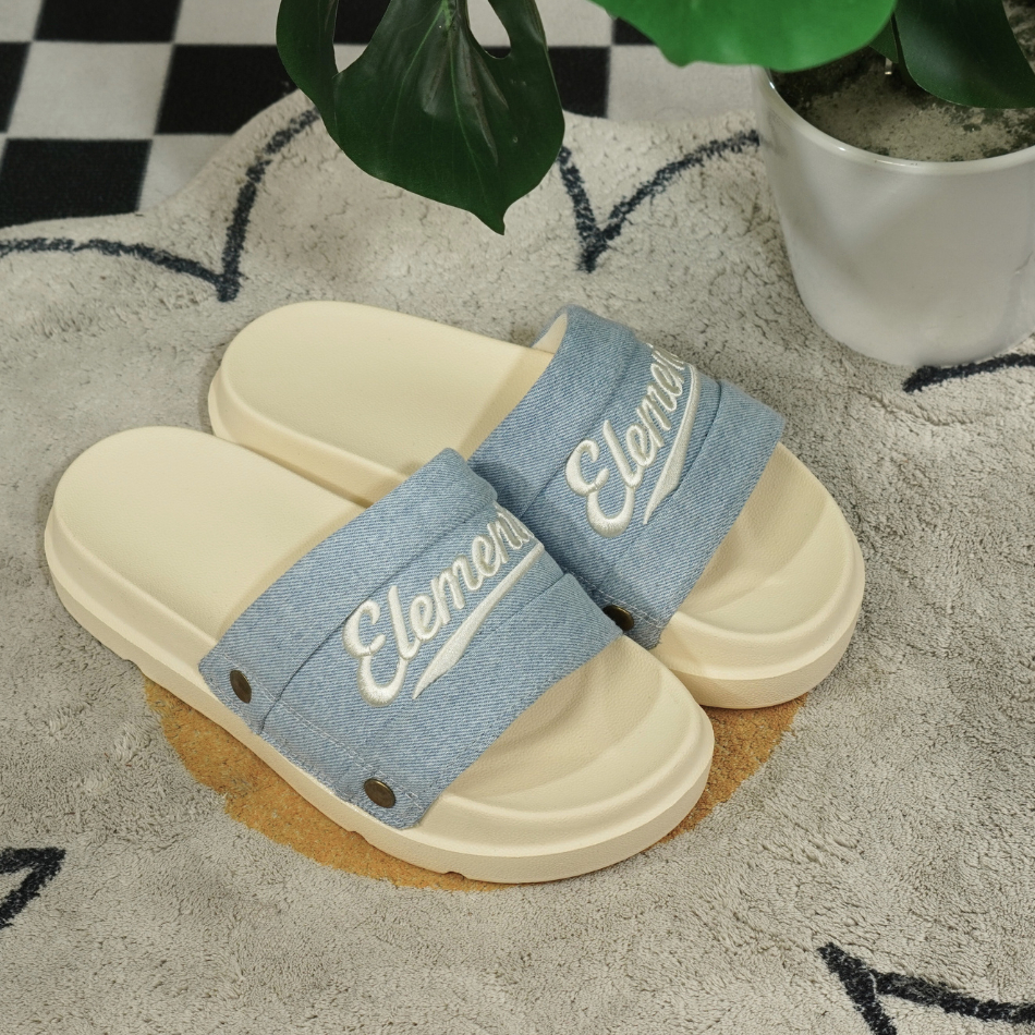 [TẶNG VỚ] E18 - Dép ELements Iconic Denim Unisex chữ thêu - (Slipper) Dép Elements vải jean đế bằng | BigBuy360 - bigbuy360.vn