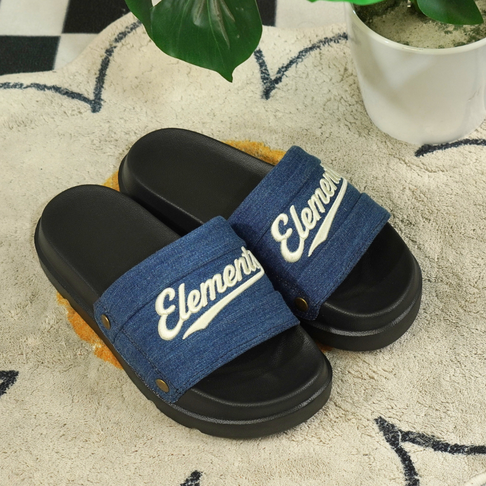 [TẶNG VỚ] E18 - Dép ELements Iconic Denim Unisex chữ thêu - (Slipper) Dép Elements vải jean đế bằng | BigBuy360 - bigbuy360.vn