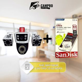 Camera Yoosee Q980 4 Mắt 18.0MP 3 Khung Hình Siêu Rộng, Đàm Thoại 2 Chiều, Cảnh Báo Chuyển Động, Xem Đêm Có Màu