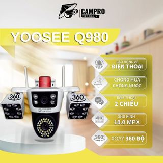 Camera Yoosee Q980 4 Mắt 18.0MP 3 Khung Hình Siêu Rộng, Đàm Thoại 2 Chiều, Cảnh Báo Chuyển Động, Xem Đêm Có Màu