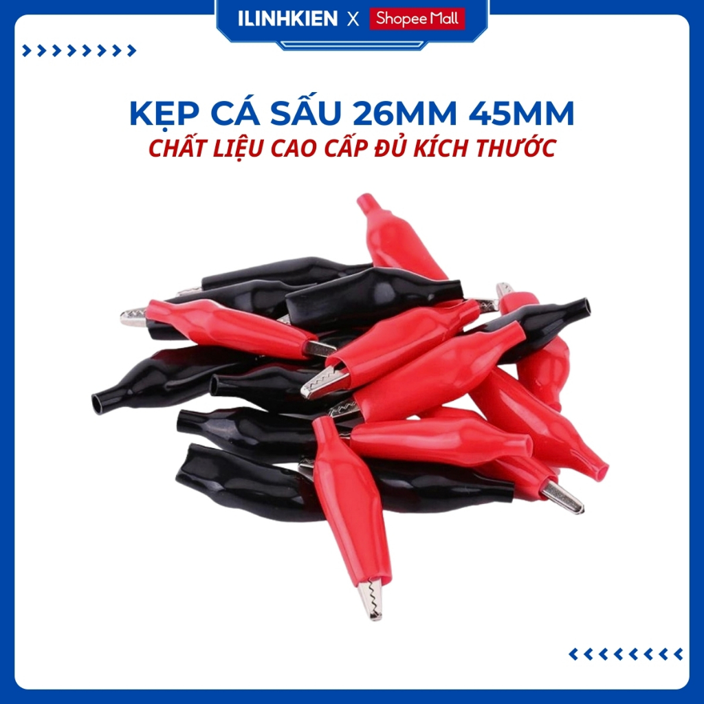 Kẹp cá sấu nhỏ 26mm chính hãng chất lượng cao (1 đen + 1 đỏ) ilinhkien.