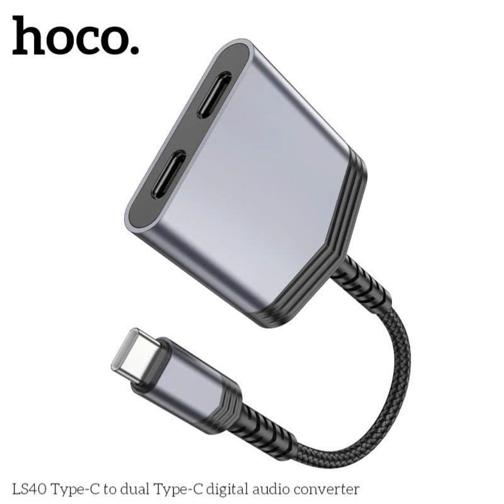 Cáp chuyển đổi hoco LS40 có đầu nối typec sang 2 typec