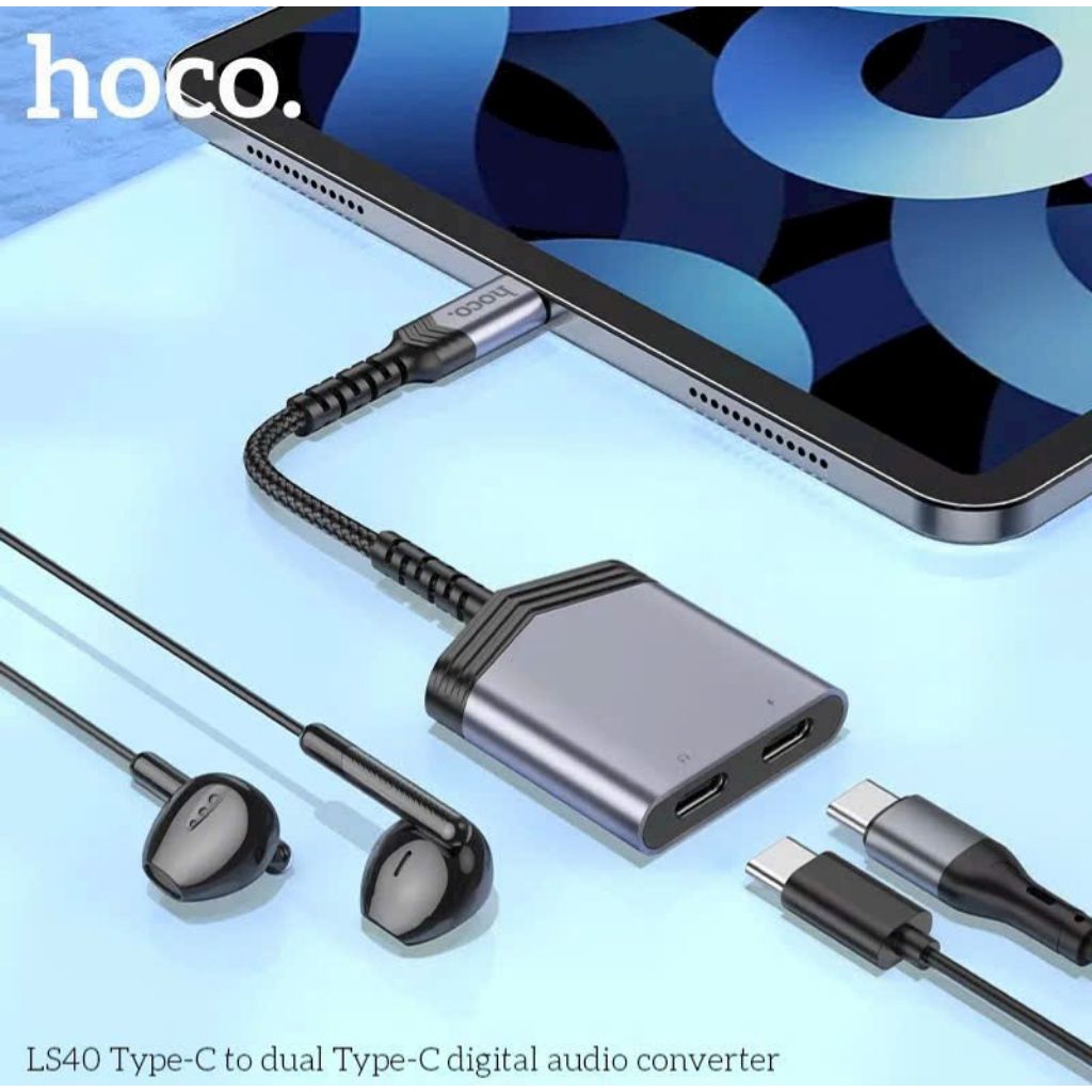 Cáp chuyển đổi hoco LS40 có đầu nối typec sang 2 typec