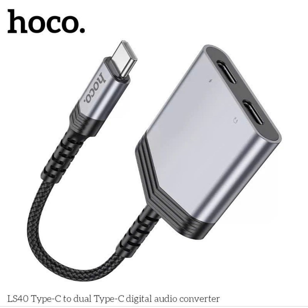 Cáp chuyển đổi hoco LS40 có đầu nối typec sang 2 typec