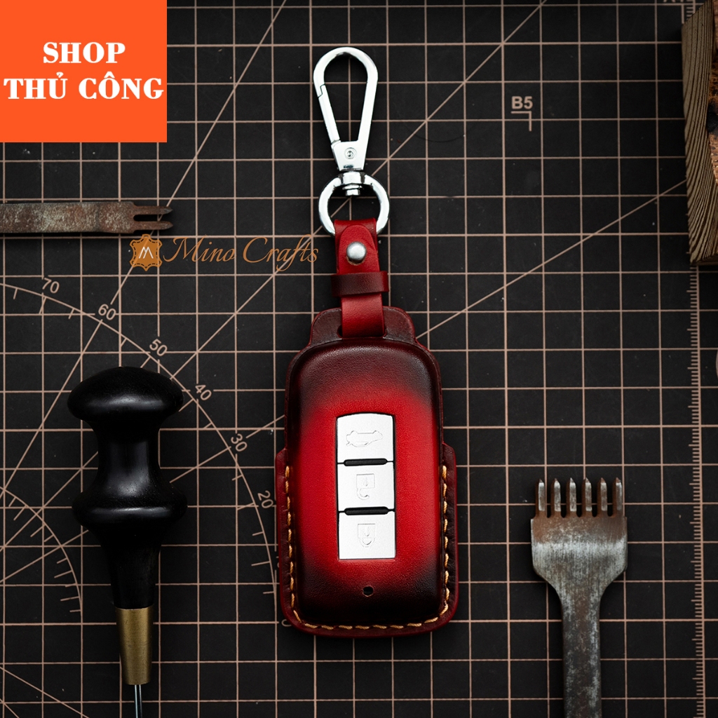 Mino Crafts - Bao Da Chìa Khóa MITSUBISHI Xpander Xforce Attrage Outlander, Chế tác thủ công, Da bò