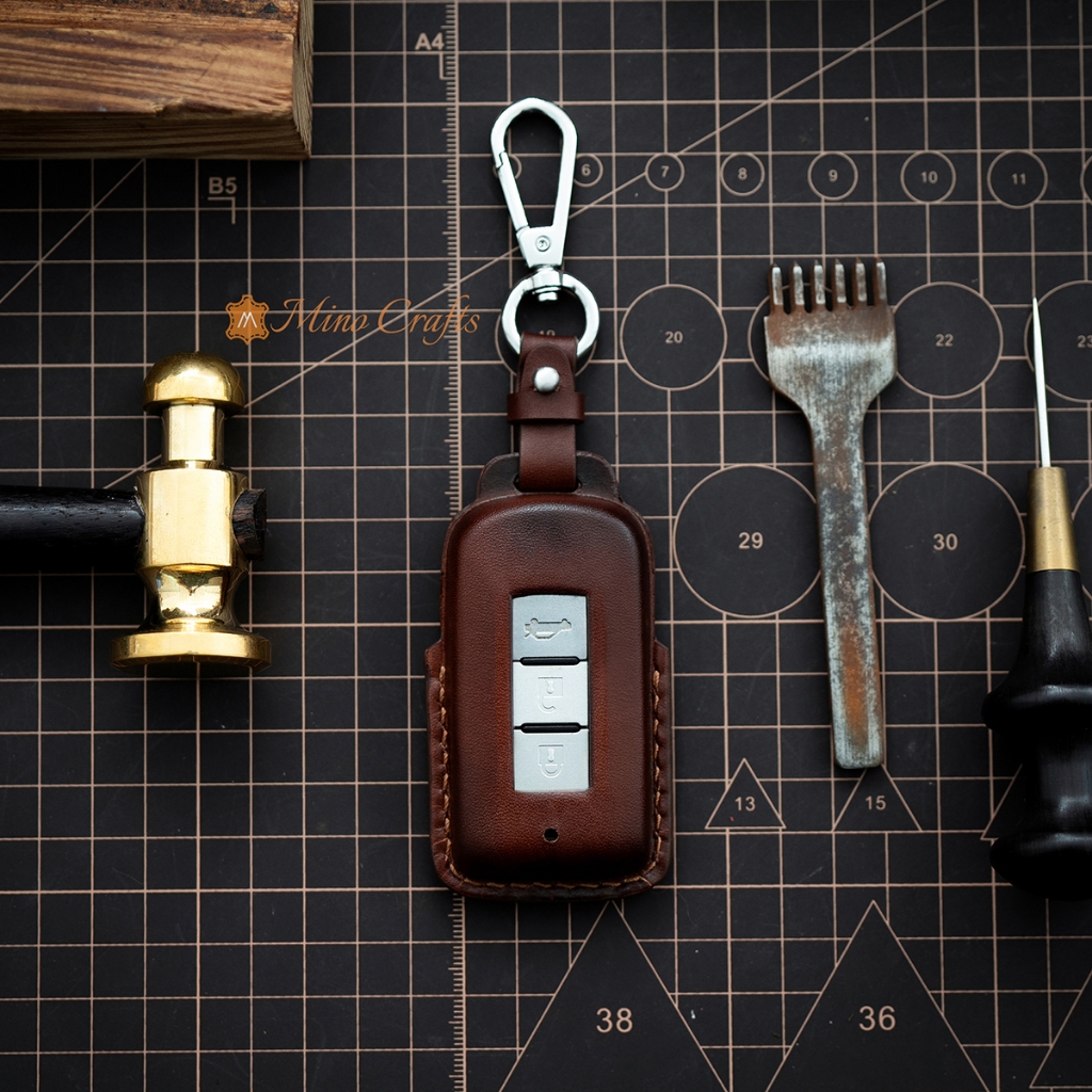Mino Crafts - Bao Da Chìa Khóa MITSUBISHI Xpander Xforce Attrage Outlander, Chế tác thủ công, Da bò