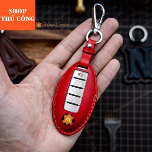Bao da chìa khóa Nissan Teena, Xtrail, Terra, Almera, Navara - Bao da chìa khóa thủ công, Da bò thật