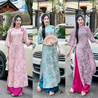Áo Dài Gấm Long Phụng Nữ – Dáng Suông Cổ Tròn, Sang Trọng, Thướt Tha | Áo dài Phương Linh