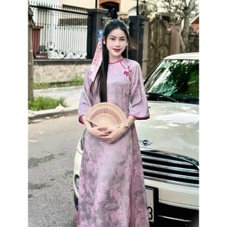 Áo Dài Gấm Long Phụng Nữ – Dáng Suông Cổ Tròn, Sang Trọng, Thướt Tha | Áo dài Phương Linh