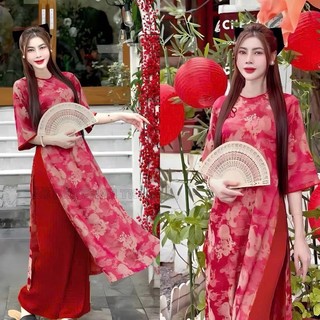 Áo Dài Gấm Long Phụng Nữ – Dáng Suông Cổ Tròn, Sang Trọng, Thướt Tha | Áo dài Phương Linh