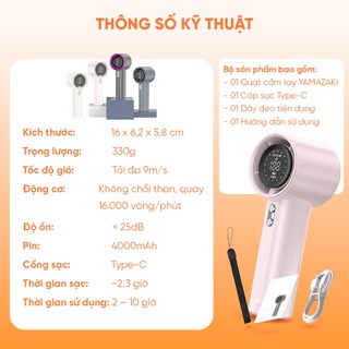 Quạt cầm tay YAMAZAKi cao cấp 100 cấp độ gió có thể điều chỉnh siêu năng lượng màn hình led tiện dụng