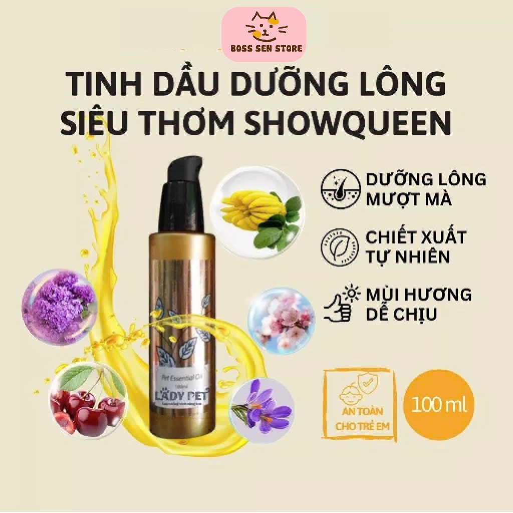 Tinh dầu dưỡng lông spa cho chó mèo Show Queen 100ml giúp mượt lông và lưu hương thơm cho thú cưng