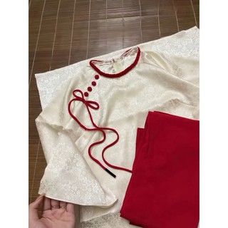 Áo Dài Cách Tân Gấm Mộc Trà Cổ Tết – Sang Trọng, Thướt Tha, Thanh Lịch | Áo dài Phương Linh