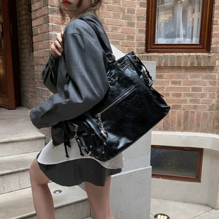 Hàn Quốc Deinet Vintage Locomotive Bag Willow Nail Zipper Dây kéo Tote Bag Túi vai đơn Túi chéo Túi tote công suất lớn
