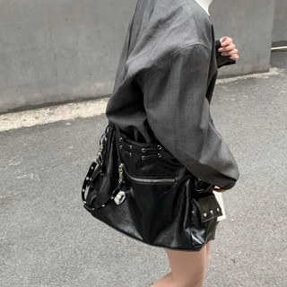 Hàn Quốc Deinet Vintage Locomotive Bag Willow Nail Zipper Dây kéo Tote Bag Túi vai đơn Túi chéo Túi tote công suất lớn